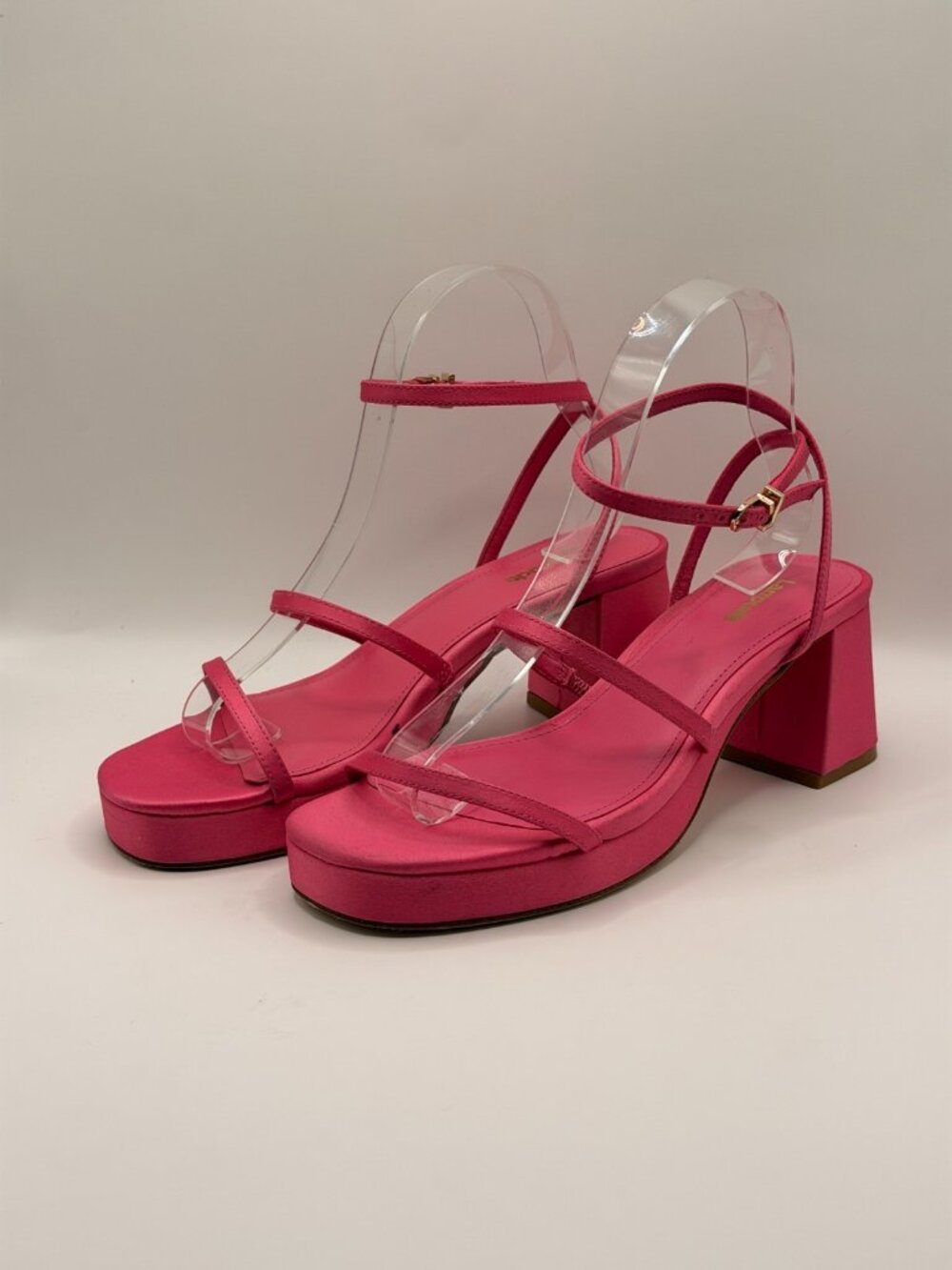 Larroude  Womens Pink Silk Strap Platform Gio Heel   Sz 7.5